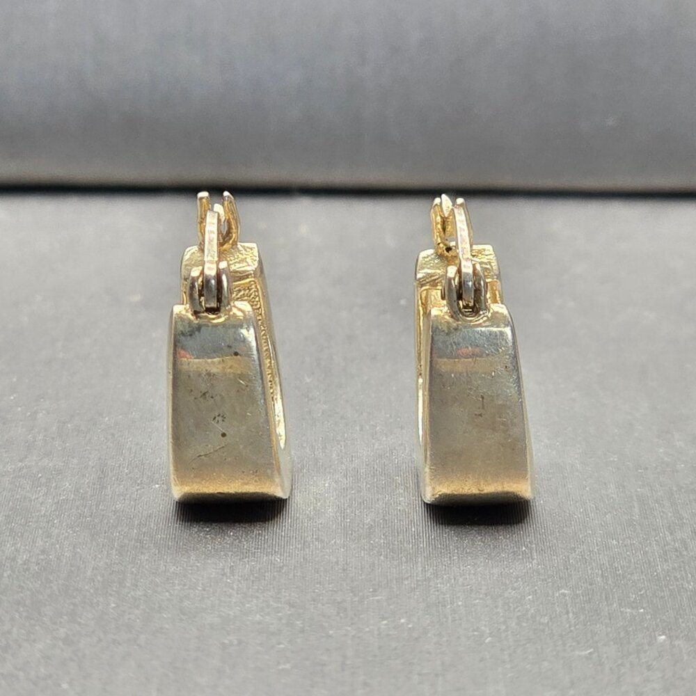 Sterling Silver 925 Square Hoop Earrings .75" Lever-Back 4.9g Modern Minimalist - Picture 2 of 7